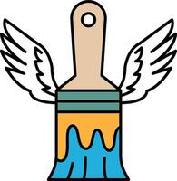 A paintbrush with wings on it vector