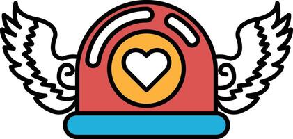 A red hat with a heart and wings on it vector