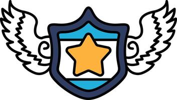 shield with a star and wings on it vector