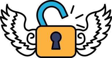 A lock with a keyhole and a blue arrow pointing to it vector