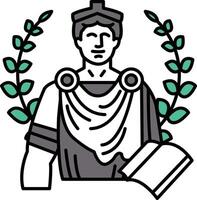 A man is depicted in a drawing with a book in his hand vector