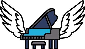 A piano with wings on either side of it vector