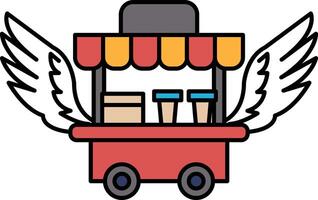 A red cart with wings on it vector