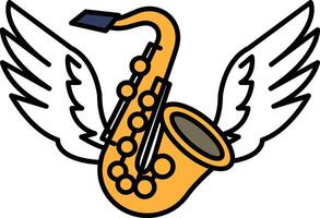 a saxophone with wings on either side vector