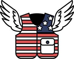 A vest with a red, white and blue striped pattern and wings on it vector