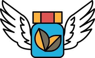 A jar with a winged on it vector
