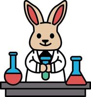 A rabbit in a lab coat holding a test tube vector