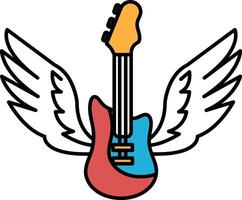 guitar with wings is shown in a background vector