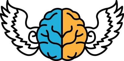 A brain with two wings on either side vector