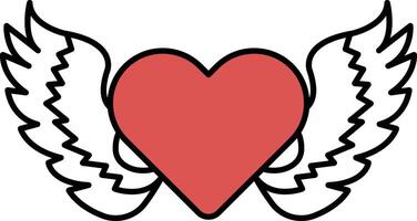 A heart with wings is drawn in black and white vector