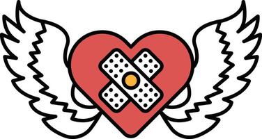 A heart with wings and a cross on it vector