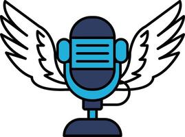 A microphone with a blue and white design is on a white background vector