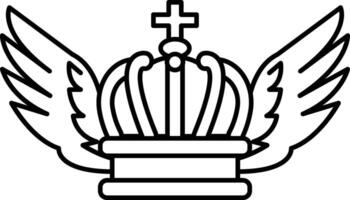 crown with a cross on top and wings on either side vector