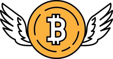 A coin with the letter B on it is surrounded by wings vector
