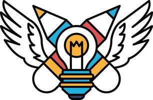 light bulb and a pencil symbolizing the idea of generating new ideas vector