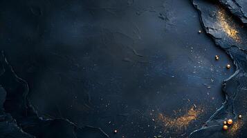 Dark Luxury Abstract Background with Gold Dust and Textured Surface photo