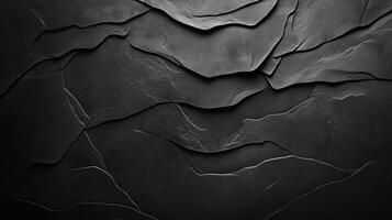 Dark Black Stone Texture with Layered Cracks and Abstract Rock Pattern photo