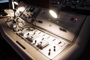 A control panel with lights and buttons photo