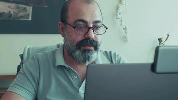 Man is Working on Computer in Office video