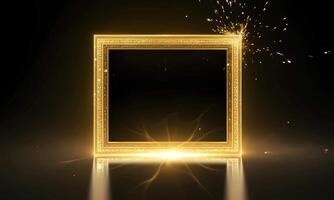 Gold frame with sparkles on a black background video