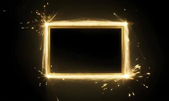 Gold frame with sparkles on black background video