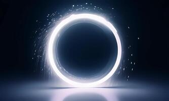 A glowing circle with a light coming out of it video