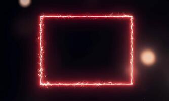 Red square frame with glowing light on black background video