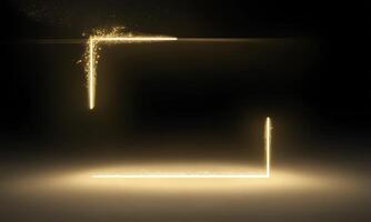 Golden light shining from a square frame on a black background video