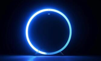 A blue lighted circular object in the dark video