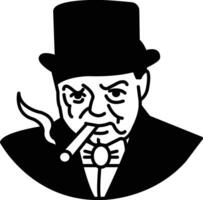 man in a top hat smokes a cigarette vector