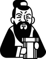 cartoonish man with a beard and mustache is holding a piece of paper vector