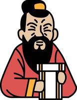 A cartoonish man with a beard and mustache is holding a piece of paper vector