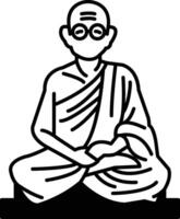 man in a robe sits cross legged on a stone slab vector