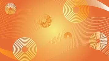 orange and white gradient abstract minimalist background with circular line and wavy line patterns. vector