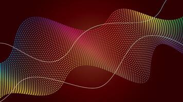 Abstract gradient dynamic wavy line dotted texture ,Dark red background with copy space. Modern futuristic simple dots pattern. vector