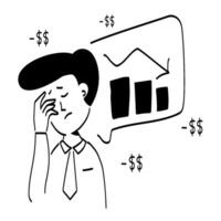 A man is looking at a graph with dollar signs vector