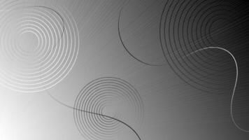 black and white gradient abstract minimalist background with circular line and wavy line patterns. vector