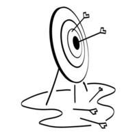 A black and white drawing of a target with arrows vector