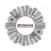 Outline Brisbane Australia City Skyline with Modern Buildings and copy space Isolated on White. Brisbane Cityscape with Landmarks. vector