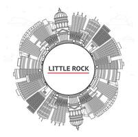 Outline Little Rock Arkansas City Skyline Modern Buildings and copy space Isolated on White. Little Rock USA Cityscape with Landmarks. vector