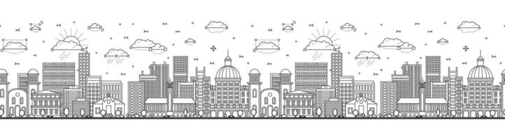 Seamless pattern with Outline Luanda Angola city skyline with modern and historic buildings isolated on white. Luanda cityscape with landmarks. vector