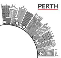 Outline Perth City Skyline with Modern Buildings and copy space Isolated on White. Perth Cityscape with Landmarks. vector