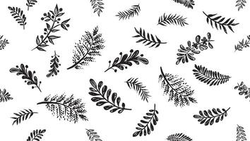 Branches pattern on white, hand drawn. vector