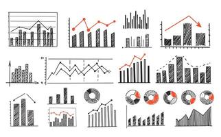 Graphs set on white background vector