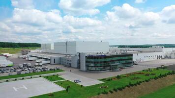 Drone shot of industrial zone. Aerial drone view of factory industrial zone video