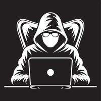 Hacker Cyber Security Illustration Black and White vector