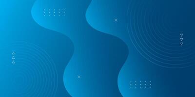 Abstract background with trendy wavy geometric elements. Dynamic blue gradient color composition vector