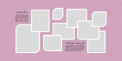 Design template Pictures or photos frame collage comics page grid layout abstract photo frames and digital photo wall template vector