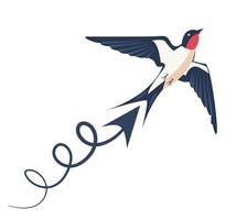 Swallow bird illustration with a dynamic spiral design showcasing movement and freedom in nature vector