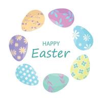 Easter card with eggs, patterns and text. Concept for spring holiday. Happy Easter. vector